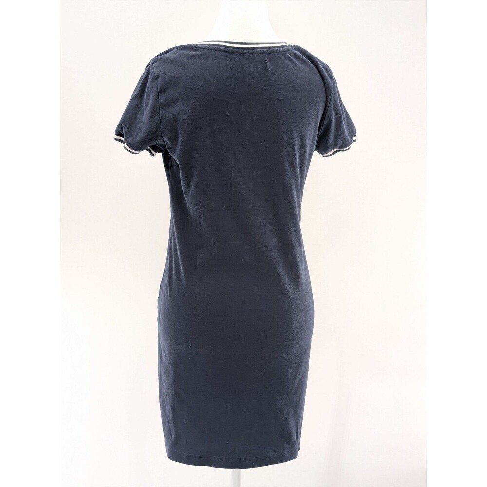 Tommy Hilfiger Navy Logo T-Shirt V-Neck Pullover Cotton Summer Dress Size Small - Picture 2 of 9